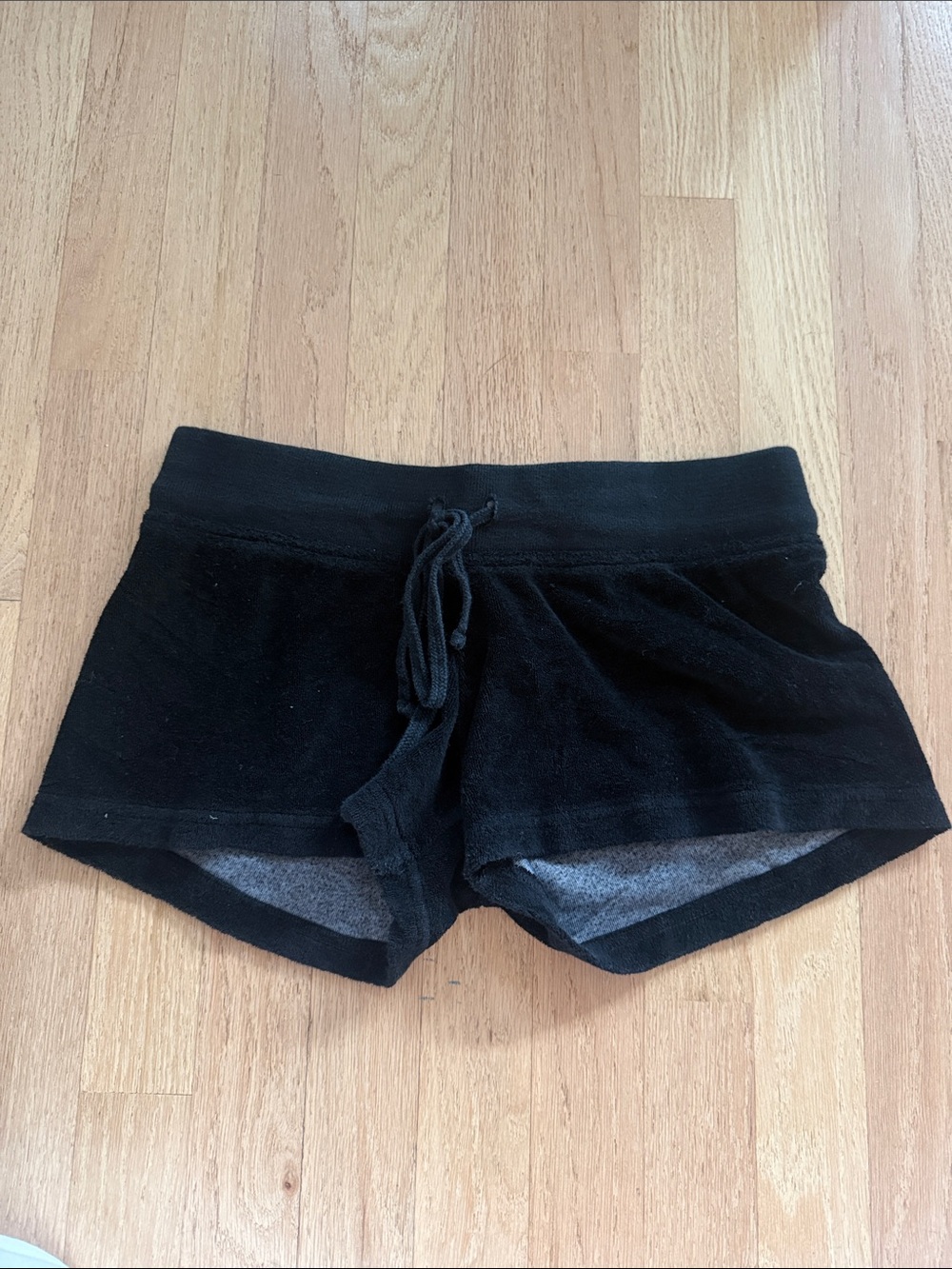 Girls Black Hardtail Terry Shorts